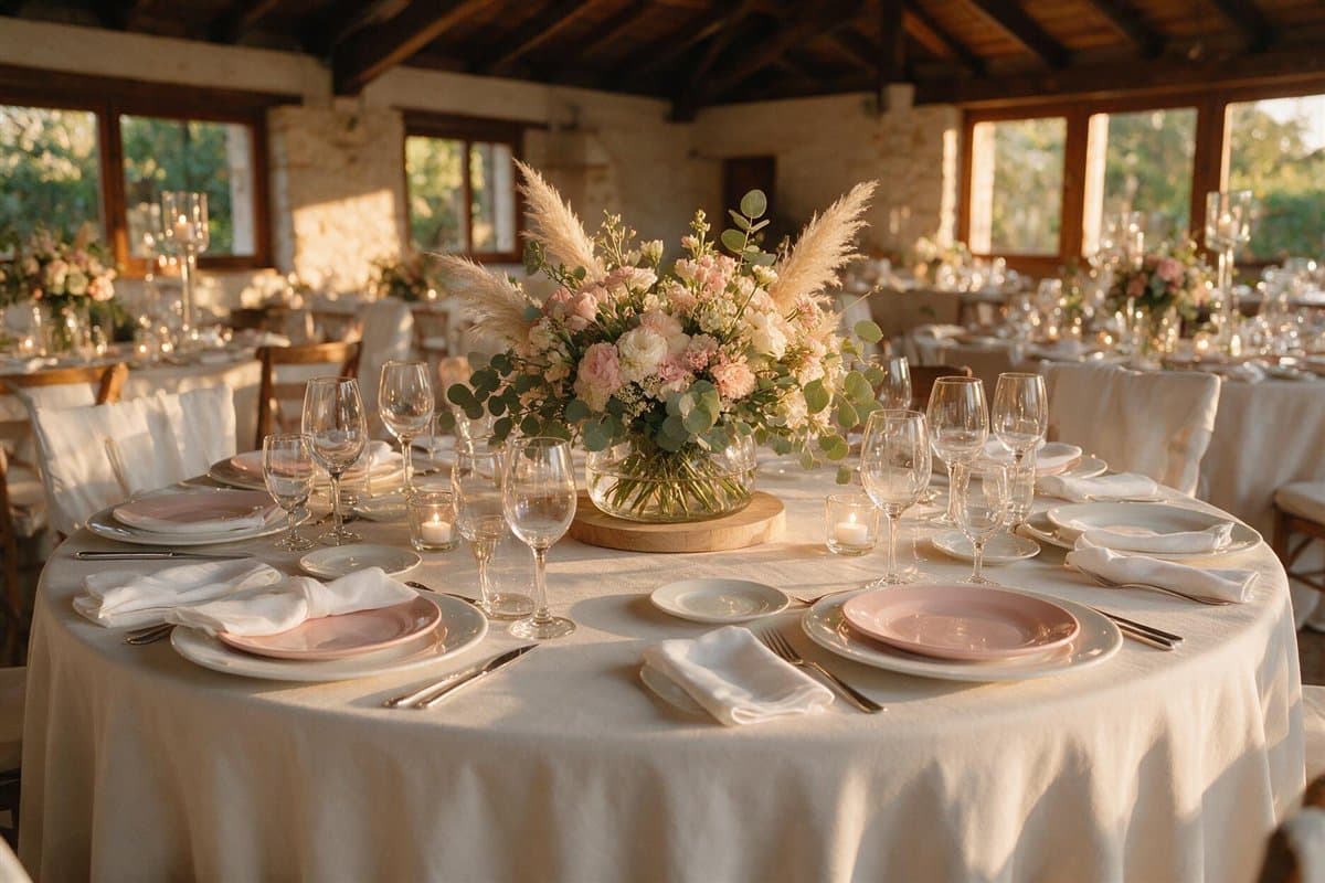 Centro de mesa de boda a la altura adecuada para los invitados