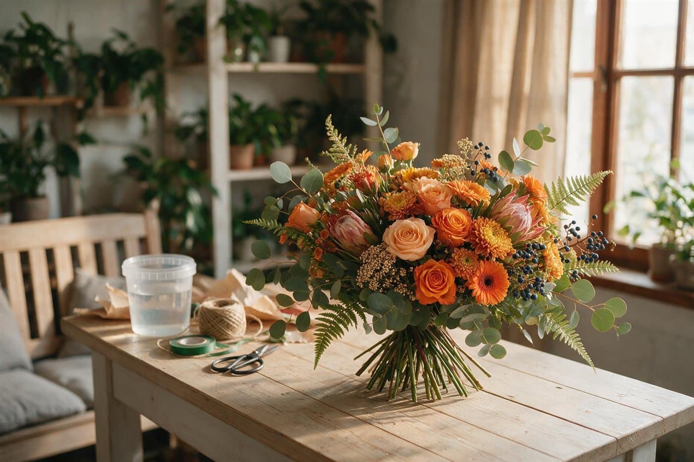Composición floral de temporada preparada en la floristería de Vigo