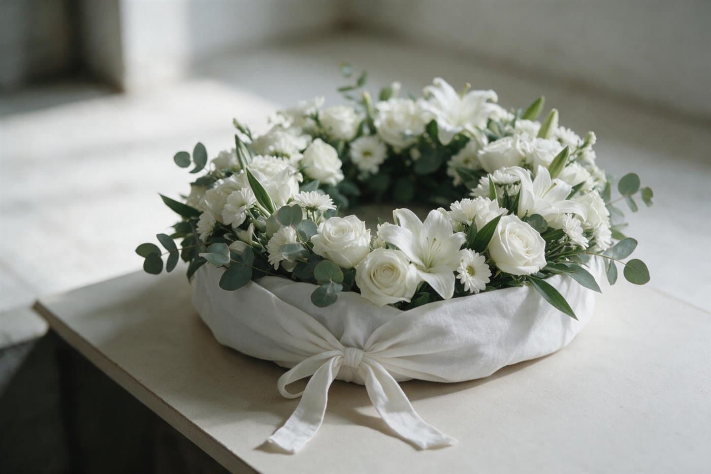 Ramo funerario para entregar en mano preparado en Vigo