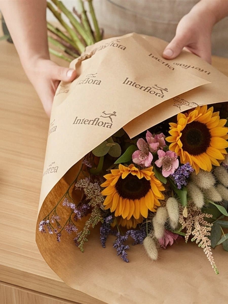 Ramo de flores de temporada preparado en la floristería de Vigo
