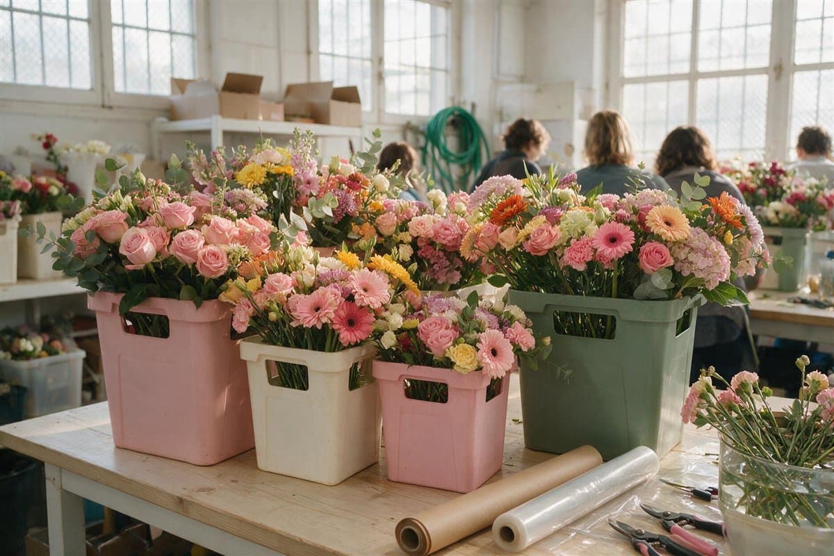 Flores frescas recibidas a diario en la floristería de Vigo